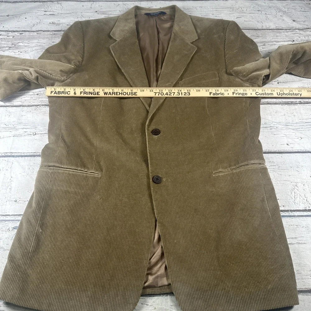 Stanford Tan Corduroy Blazer/Sports Coat 44L Classic Fit 100% Cotton Mens